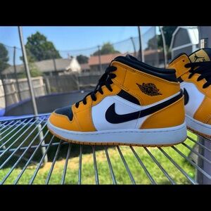 Nike Air Jordan Mid in Yellow, Black, and White